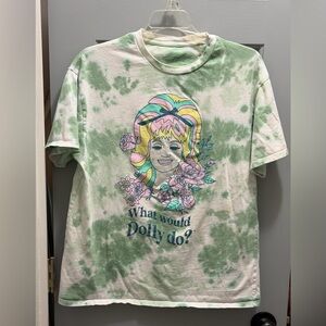 DOLLY PARTON "What Would Dolly Do?”Oversized T-Shirt Women’s XS/SM Tie Dye Green